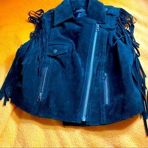 Bebe Leather Fringe Vest Small